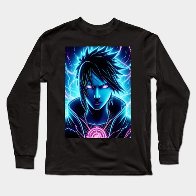 Sasuke uchiha neon Long Sleeve T-Shirt by San Creative